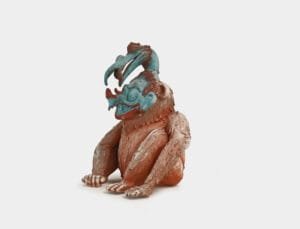 Escultura ritual del Simio del Trueno Ahogado, emisario acústico de Ha’.
