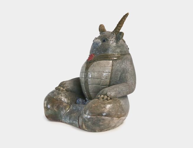 Escultura del Último Guerrero Errante, figura legendaria de Vayú. Representa el peregrino del equilibrio perdido.